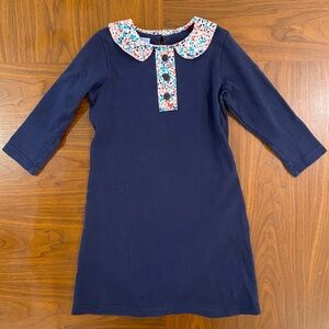 Bella Bliss Navy Blue Kids Dress with Floral Accents